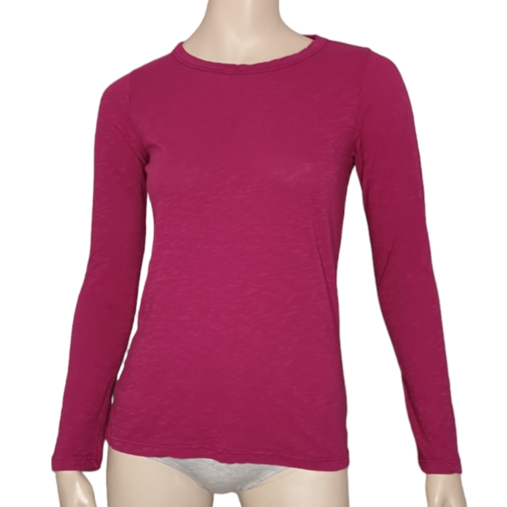 Velvet by Graham & Spencer Lizzie T-Shirt Long Sleeve Tee Cotton Zinnia Small